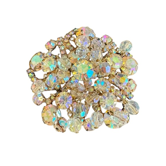 Juliana Jewelry - Vintage Juliana Cha Cha Brooch Aurora Borealis Crystal Rhinestone Pin Iridescent